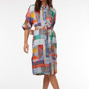Julia Flanagan X Gorman Women Colorful Silk Shirt Dress - Size 14